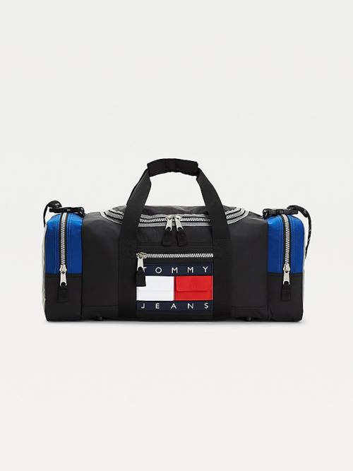 Tommy Hilfiger Colour-Blocked Recycled Nylon Duffle Moški Torbice Črna | TH476OAX