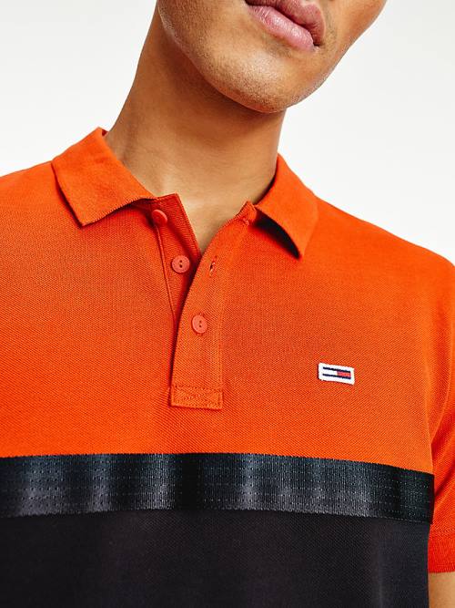 Tommy Hilfiger Colour-Blocked Regular Fit Moški Polo Majica Rdeča | TH349JWV