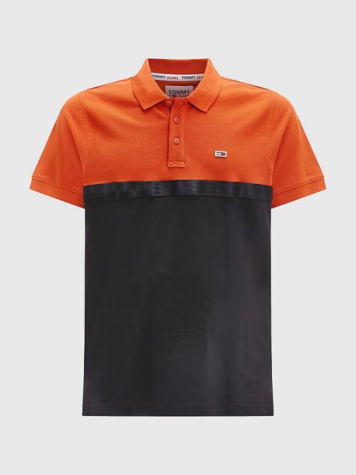 Tommy Hilfiger Colour-Blocked Regular Fit Moški Polo Majica Rdeča | TH349JWV