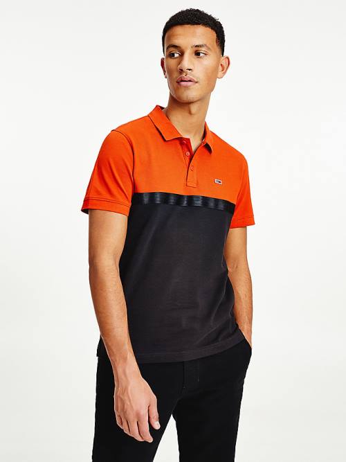 Tommy Hilfiger Colour-Blocked Regular Fit Moški Polo Majica Rdeča | TH349JWV