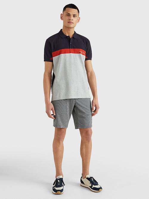 Tommy Hilfiger Colour-Blocked Regular Fit Moški Polo Majica Siva | TH429OTS