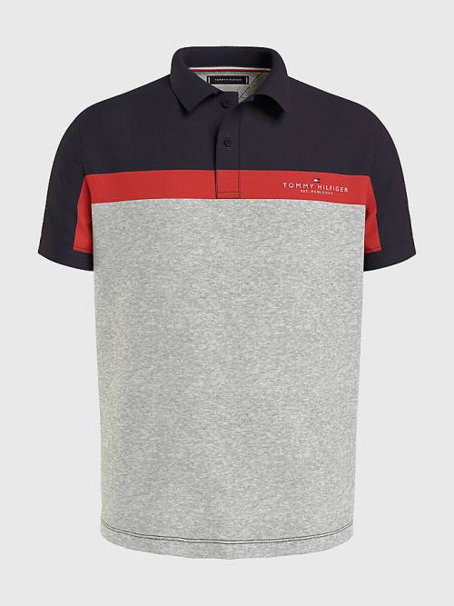 Tommy Hilfiger Colour-Blocked Regular Fit Moški Polo Majica Siva | TH429OTS