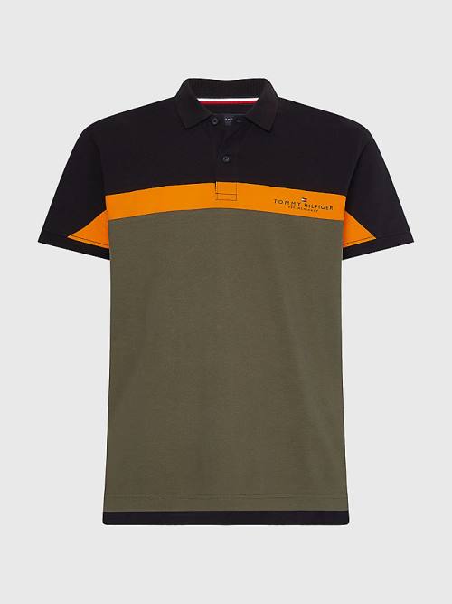 Tommy Hilfiger Colour-Blocked Regular Fit Moški Polo Majica Zelena | TH489MXU