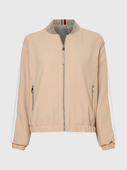 Tommy Hilfiger Colour-Blocked Relaxed Fit Bomber Ženske Jakne Bež | TH602KFV