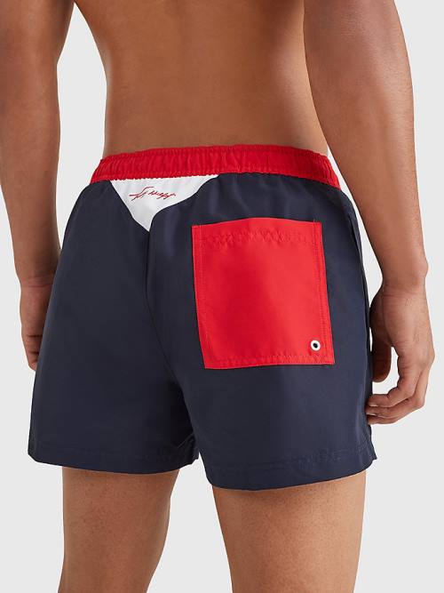 Tommy Hilfiger Colour-Blocked Short Length Shorts Moški Kopalke Modra | TH216LEF