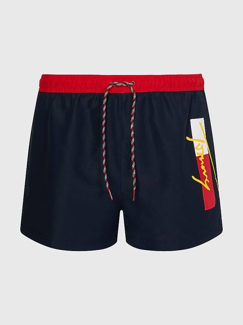 Tommy Hilfiger Colour-Blocked Short Length Shorts Moški Kopalke Modra | TH216LEF