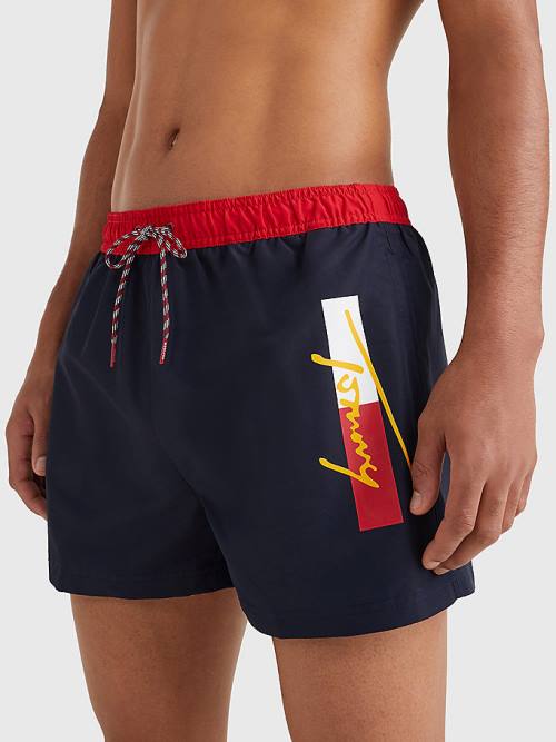 Tommy Hilfiger Colour-Blocked Short Length Shorts Moški Kopalke Modra | TH216LEF