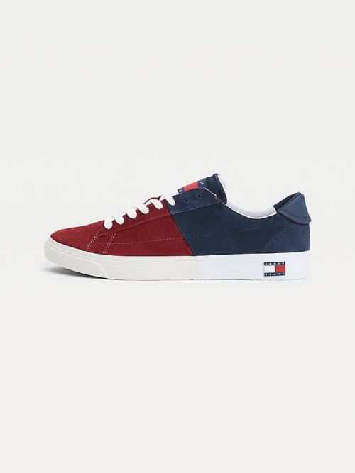 Tommy Hilfiger Colour-Blocked Suede Low-Top Moški Superge Modra | TH435MGU