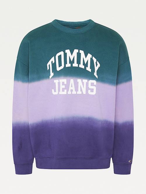 Tommy Hilfiger Colour-Blocked Tie-Dye Crew Neck Moški Pulover Vijolična | TH893DHM