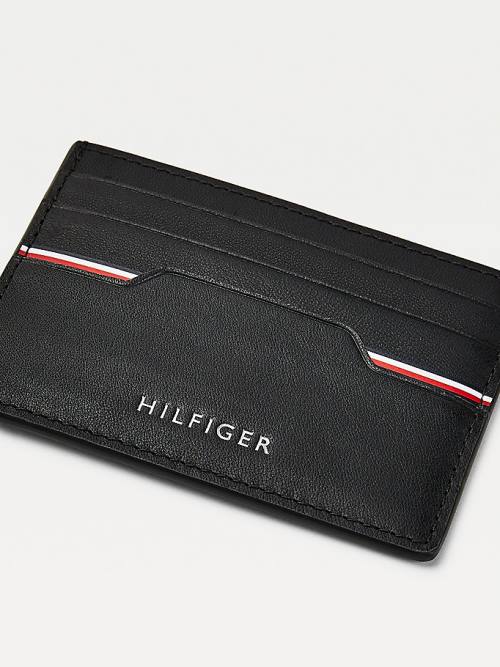 Tommy Hilfiger Commuter Leather Metallic Logo Card Holder Moški Denarnice Črna | TH457YJH