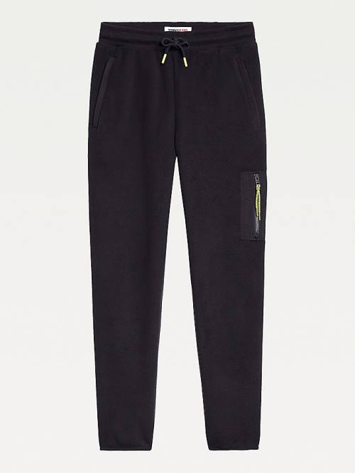 Tommy Hilfiger Contrast Detail Fleece Joggers Ženske Hlače Črna | TH167ODI