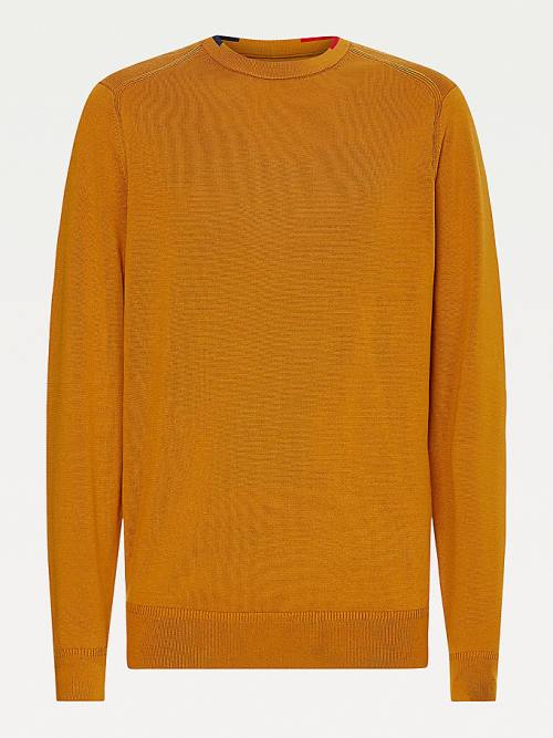 Tommy Hilfiger Contrast Detail Pima Cotton Jumper Moški Puloverji Zlato | TH706HUX