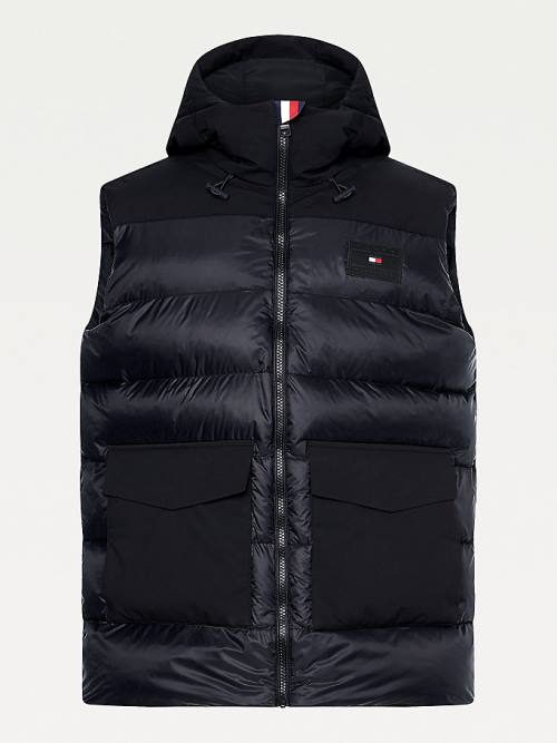 Tommy Hilfiger Contrast Fabric Hooded Vest Moški Plašč Črna | TH720EIO