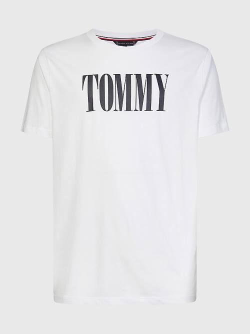 Tommy Hilfiger Contrast Logo Organic Cotton Moški Kopalke Bela | TH564QSL