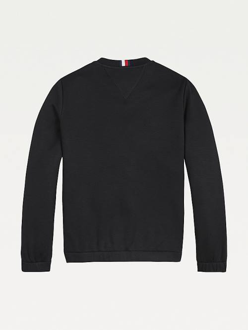 Tommy Hilfiger Contrast Panel Fleece Fantje Pulover Črna | TH790TKC