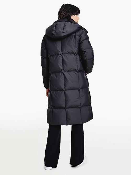 Tommy Hilfiger Contrast Panel Long Down Coat Ženske Jakne Črna | TH159MRQ