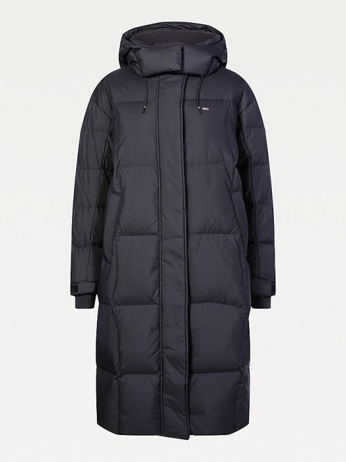 Tommy Hilfiger Contrast Panel Long Down Coat Ženske Jakne Črna | TH159MRQ