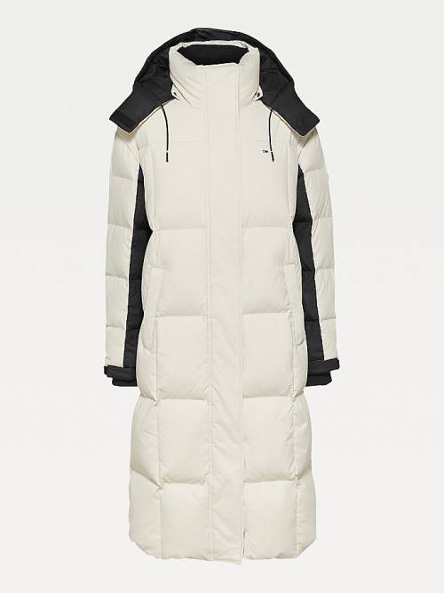 Tommy Hilfiger Contrast Panel Long Down Coat Ženske Jakne Bež | TH634ZKW