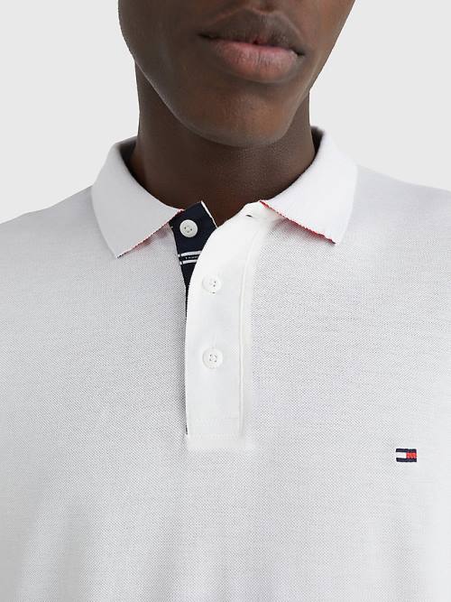 Tommy Hilfiger Contrast Placket Regular Fit Moški Polo Majica Bela | TH219BTU