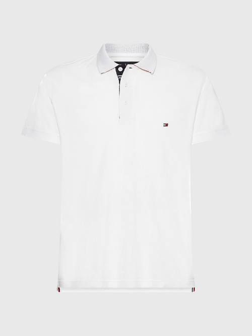 Tommy Hilfiger Contrast Placket Regular Fit Moški Polo Majica Bela | TH219BTU