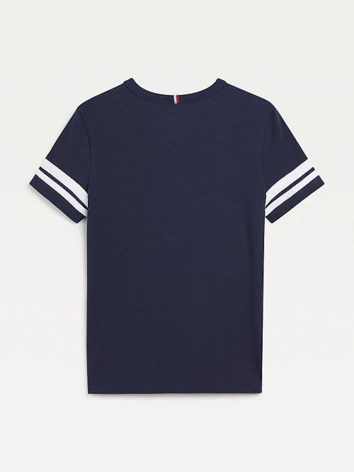 Tommy Hilfiger Contrast Sleeve Fantje Majice Modra | TH145VLT