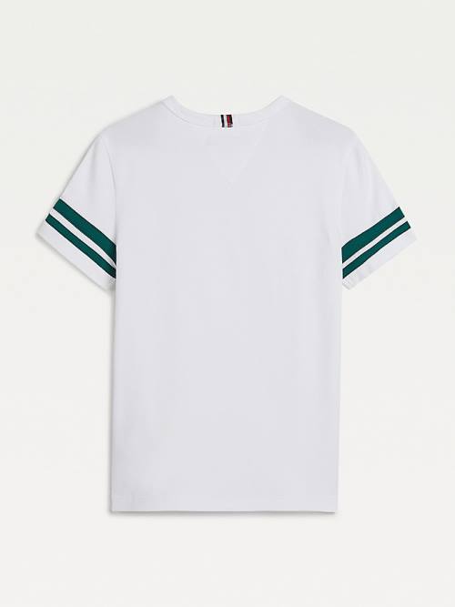 Tommy Hilfiger Contrast Sleeve Fantje Majice Bela | TH745RHX