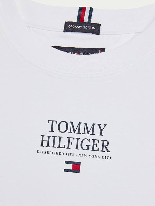 Tommy Hilfiger Contrast Tape Long Sleeve Fantje Majice Bela | TH439LEG