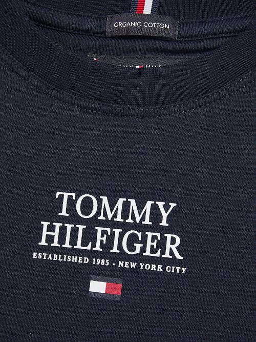 Tommy Hilfiger Contrast Tape Long Sleeve Fantje Majice Modra | TH634YUS