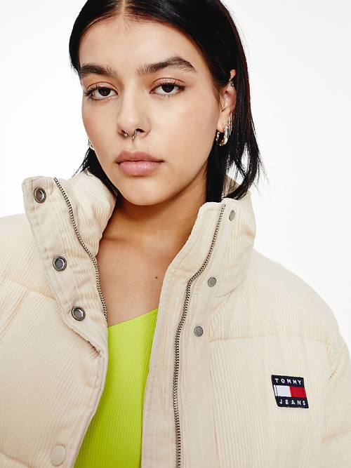 Tommy Hilfiger Corduroy Padded Puffer Ženske Jakne Bež | TH180ZJV