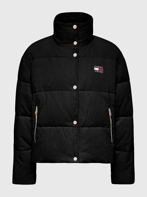 Tommy Hilfiger Corduroy Padded Puffer Ženske Jakne Črna | TH623CTX