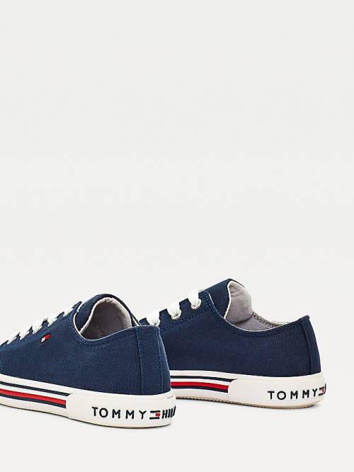 Tommy Hilfiger Cotton Canvas Lace-Up Low-Top Fantje Superge Modra | TH172NCG