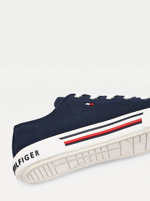 Tommy Hilfiger Cotton Canvas Lace-Up Low-Top Fantje Superge Modra | TH172NCG