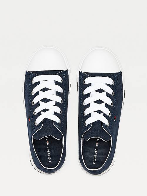 Tommy Hilfiger Cotton Canvas Lace-Up Low-Top Fantje Superge Modra | TH172NCG