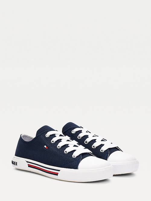 Tommy Hilfiger Cotton Canvas Lace-Up Low-Top Fantje Superge Modra | TH172NCG