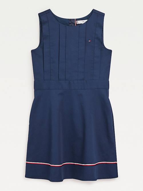 Tommy Hilfiger Cotton Fit & Flare Sleeveless Dekleta Obleke Modra | TH309GLK