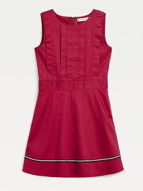 Tommy Hilfiger Cotton Fit & Flare Sleeveless Dekleta Obleke Rdeča | TH641QJZ