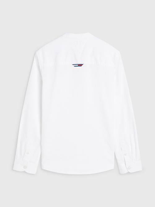 Tommy Hilfiger Cotton Linen Collarless Fantje Srajce Bela | TH849CQH