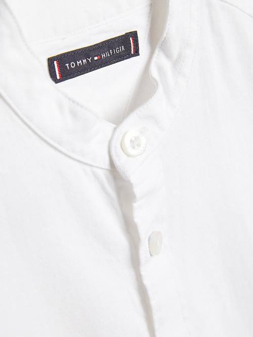 Tommy Hilfiger Cotton Linen Collarless Fantje Srajce Bela | TH849CQH