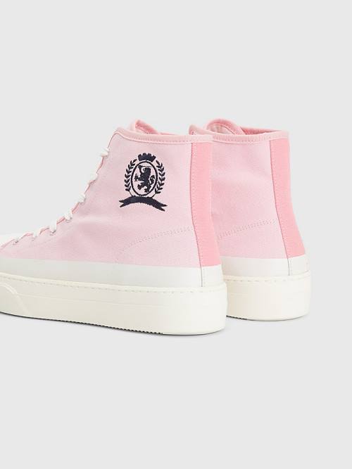 Tommy Hilfiger Crest Canvas High Top Moški Superge Roza | TH285YQG