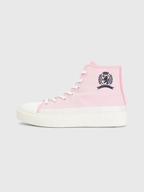 Tommy Hilfiger Crest Canvas High Top Moški Superge Roza | TH285YQG