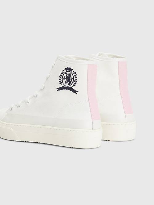 Tommy Hilfiger Crest Canvas High Top Ženske Superge Bela | TH347NEJ