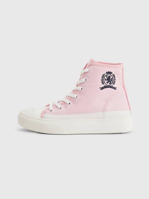 Tommy Hilfiger Crest Canvas High Top Ženske Superge Roza | TH732WCV