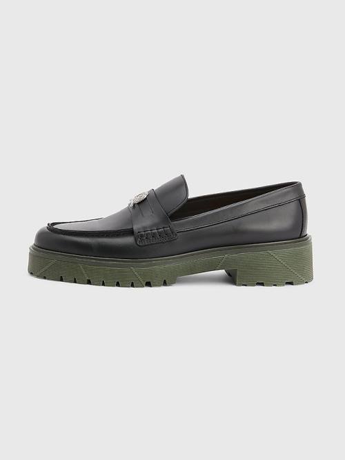 Tommy Hilfiger Crest Chunky Leather Loafers Moški Svečani Čevlji Črna | TH047QKE