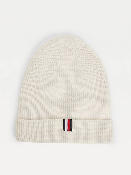 Tommy Hilfiger Crest Embroidery Beanie Moški Kapa Bela | TH415LSP