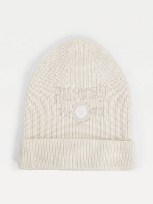 Tommy Hilfiger Crest Embroidery Beanie Moški Kapa Bela | TH415LSP