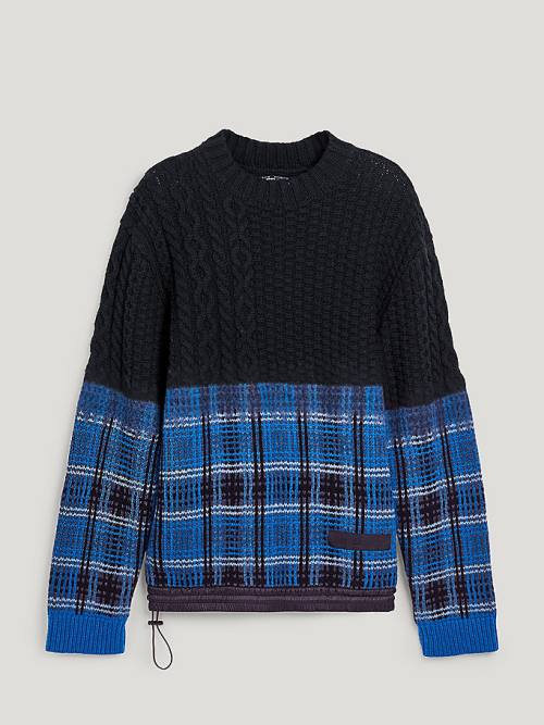 Tommy Hilfiger Crest Half Glen Check Jumper Moški Puloverji Črna | TH951AYB