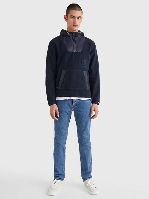 Tommy Hilfiger Crest Polar Fleece Relaxed Fit Moški Pulover s kapuco Modra | TH690RJF