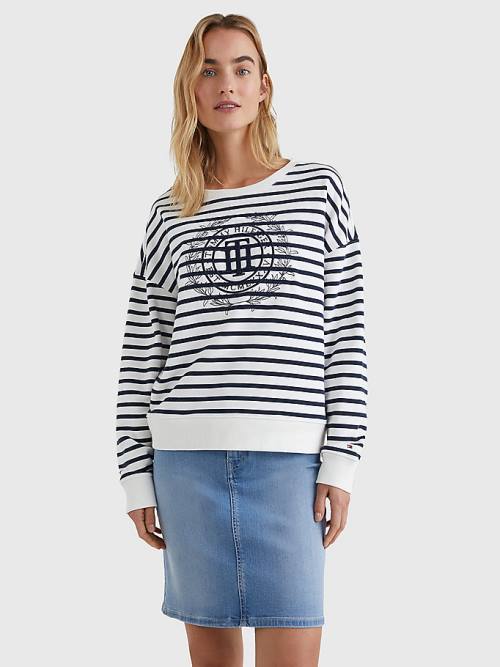 Tommy Hilfiger Crest Stripe Relaxed Ženske Pulover Bež | TH236BAD