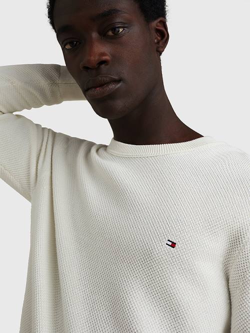 Tommy Hilfiger Crew Neck Jumper Moški Puloverji Bela | TH183DXZ