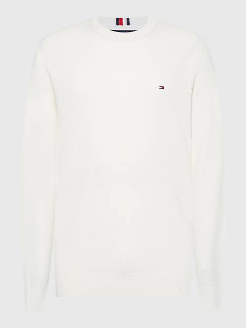 Tommy Hilfiger Crew Neck Jumper Moški Puloverji Bela | TH183DXZ